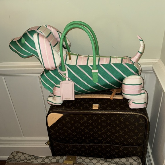 Thom Browne New York Hector Dog Large XL Tote Bag Pink & Green - Picture 4 of 16